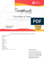 Certificado de conclusão de curso de Psicanálise