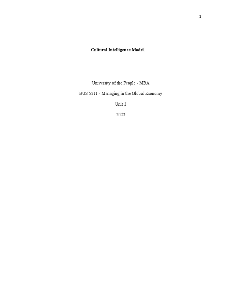 Cultural Intelligence in Global Business | PDF | Intelligence | Leadership