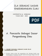 Pancasila Sebagai Dasar Nilai Pengembangan Ilmu: Universitas Dr. Soebandi TAHUN 2022 - 2023