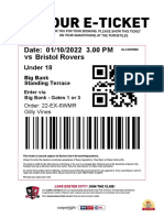 Your E-Ticket: Vs Bristol Rovers Date: 01/10/2022 3.00 PM