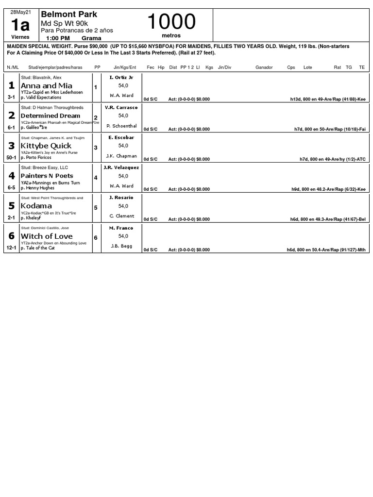 1 Belmont Park RETROSPECTOS PDF Thoroughbred Families