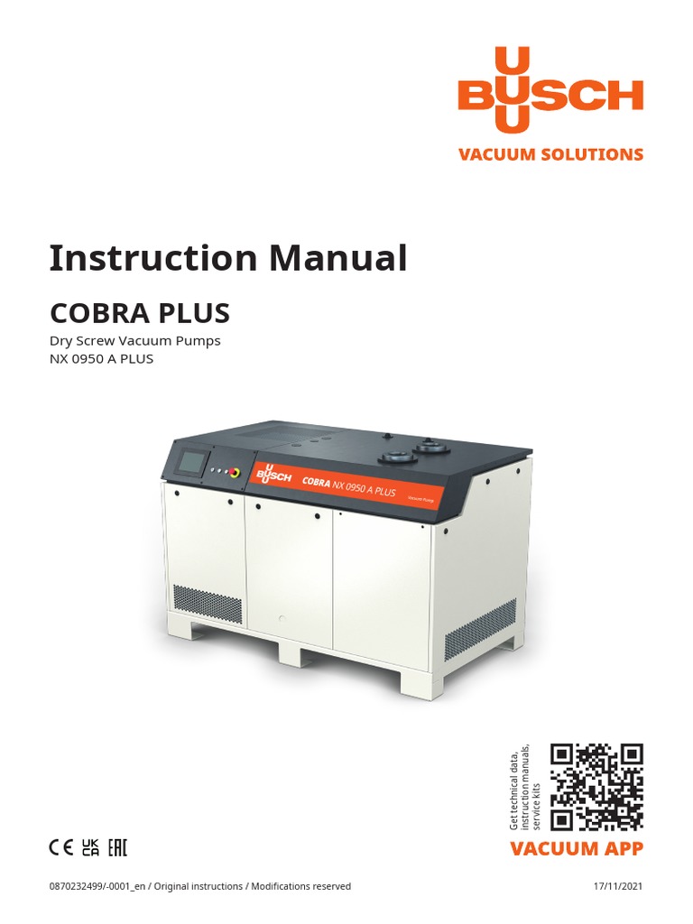Instruction Manual COBRA NX 0950 A PLUS - EN - En1 | PDF | Valve ...