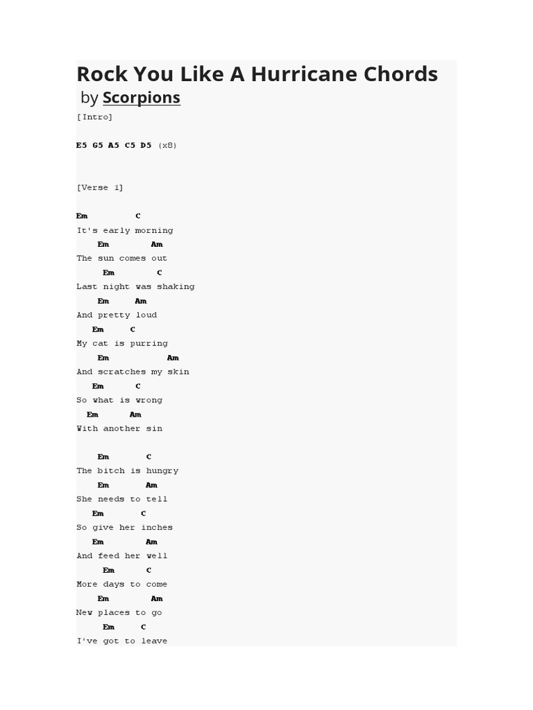 Rock You Like A Hurricane Chords PDF
