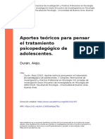 Durán, Alejo (2010) - Aportes Teóricos para Pensar El Tratamiento Psicopedagógico de Adolescentes PDF