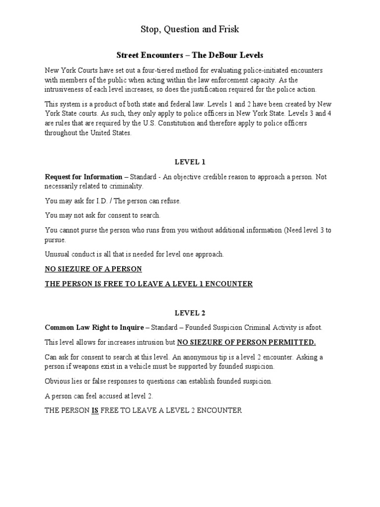 CPL Study Guide Stop and Frisk PDF Reasonable Suspicion Legal Action
