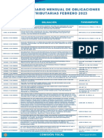 Calendario Mensual de Obligaciones Tributarias Febrero 2023 PDF