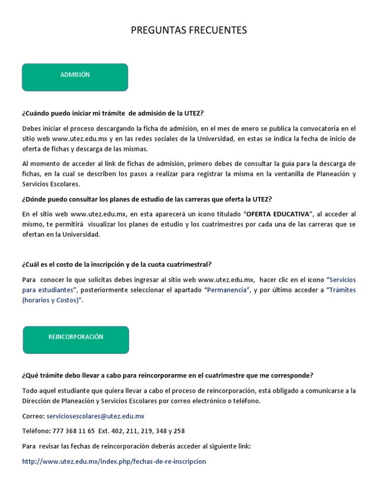 Preguntas Frecuentes UTEZ 2025 | PDF | Informática