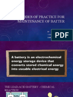 Codes of Practice For Maintenance of Batter: BY S R METHESWAR - 20191EEE0034 SANJAY B - 20191EEE0037