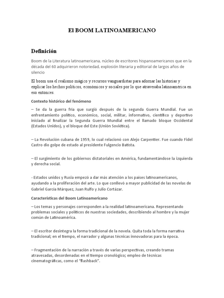 Características del Boom Latinoamericano | PDF