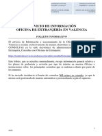 Servicio de Información Oficina de Extranjería en Valencia: Folleto Informativo