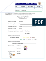 DIAGNOSTIC TEST - 2º SECONDARY