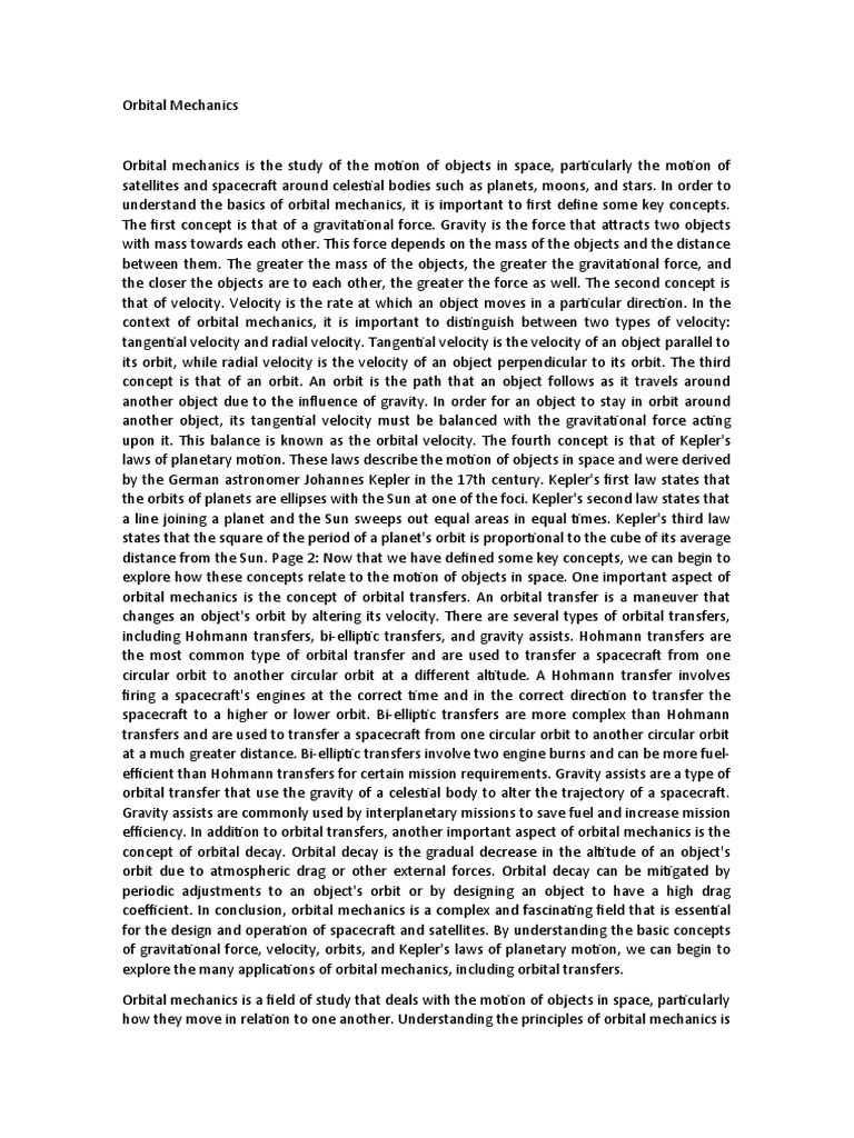 Orbital Mechanics Pdf Orbit Orbital Maneuver