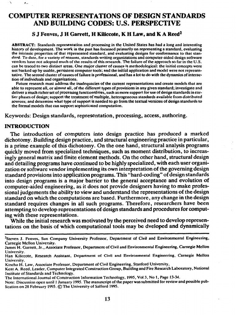 1995 Fenves Computer Representations of Design Standards and