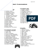 SP 3 Unit 4 El Entretenimiento Vocabulary