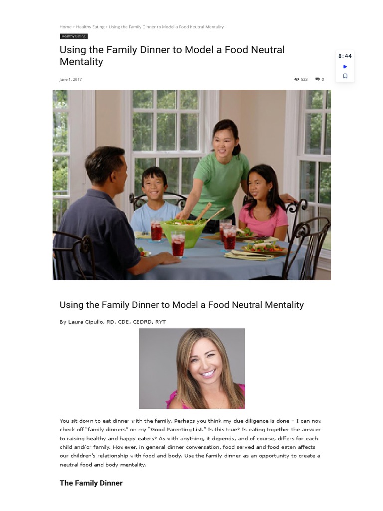 Using The Family Dinner To Model A Food Neutral Mentality - Eating ...