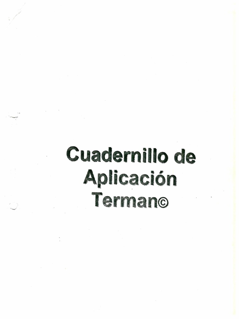 Cuadernillo de Aplicación del Terman | PDF