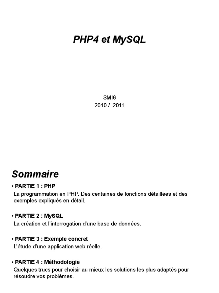PHP et MySQL : Guide Complet | PDF | PHP | Internet