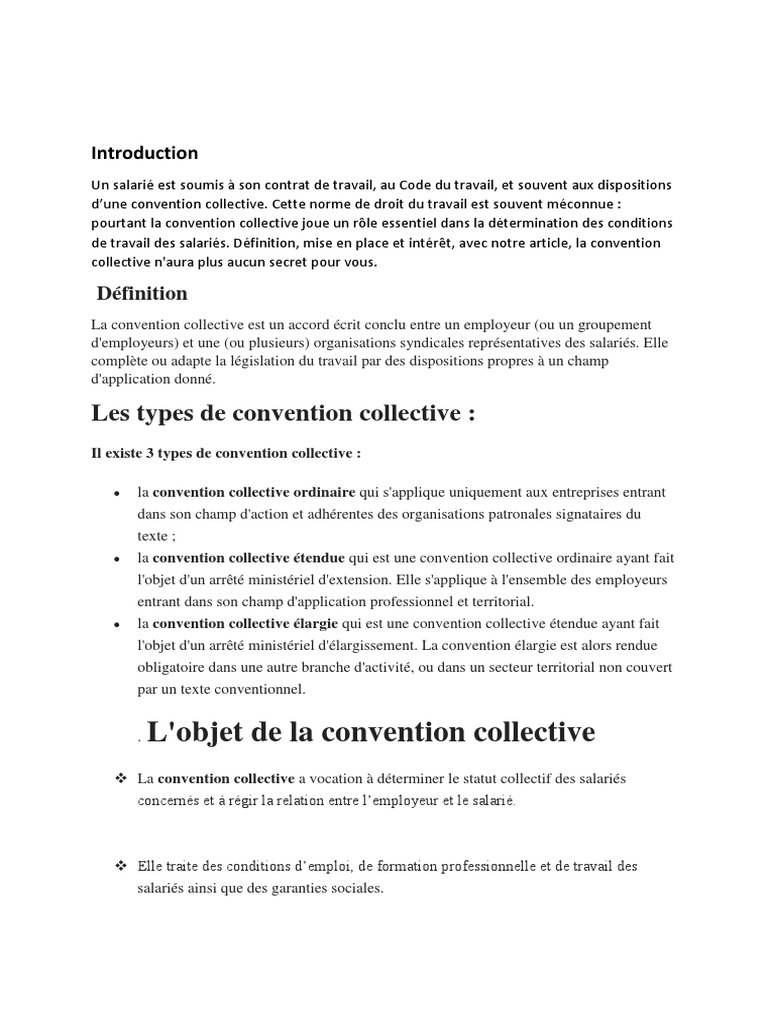 Comprendre la convention collective | PDF | Convention collective ...