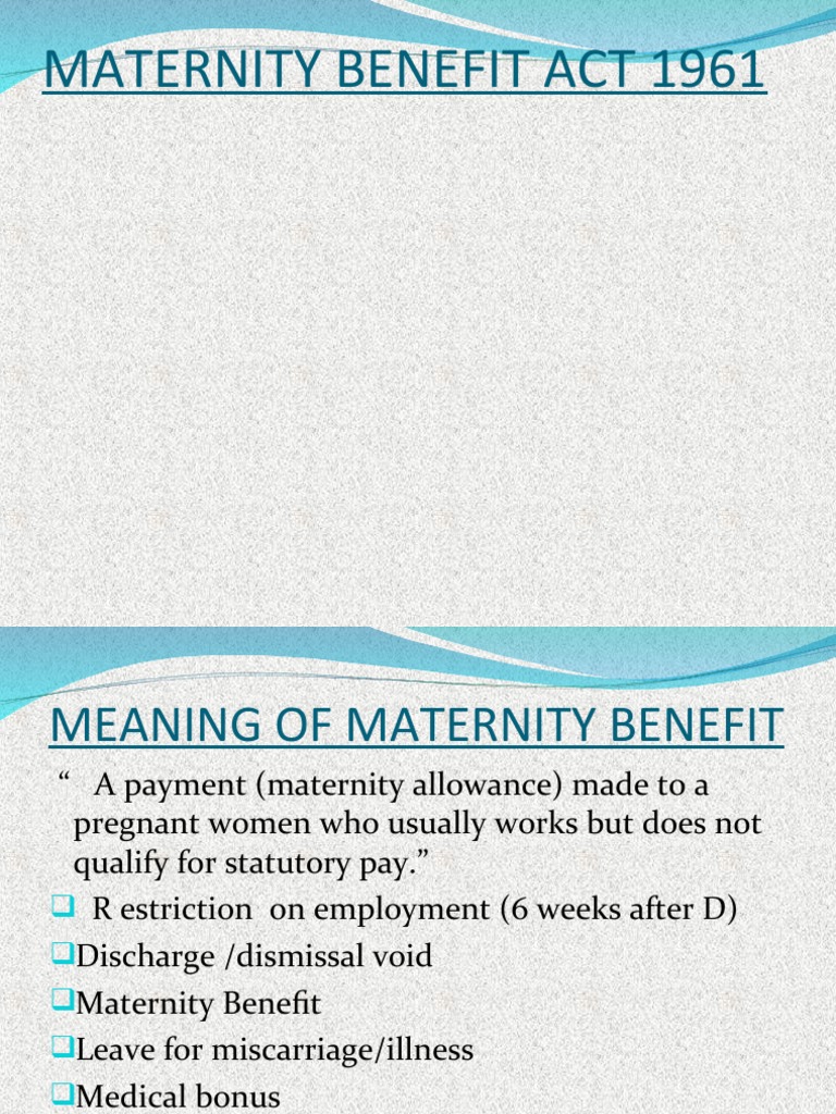 Maternitybenifit Act PDF Childbirth Pregnancy