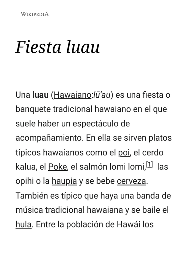 Fiesta Luau Wikipedia, La Enciclopedia Libre PDF Cocina Comida