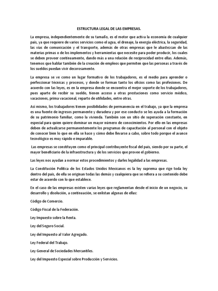 Estructura Legal de Las Empresas | PDF | Business