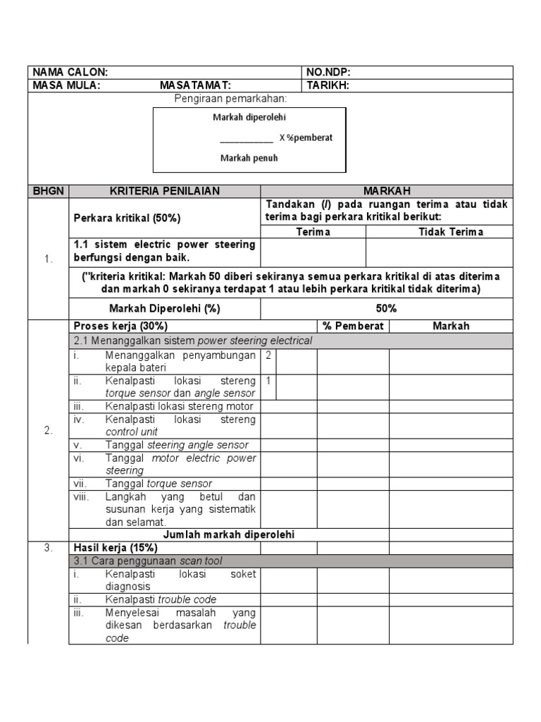 Markah Diperolehi - X %pemberat Markah Penuh: Torque Sensor Dan Angle ...