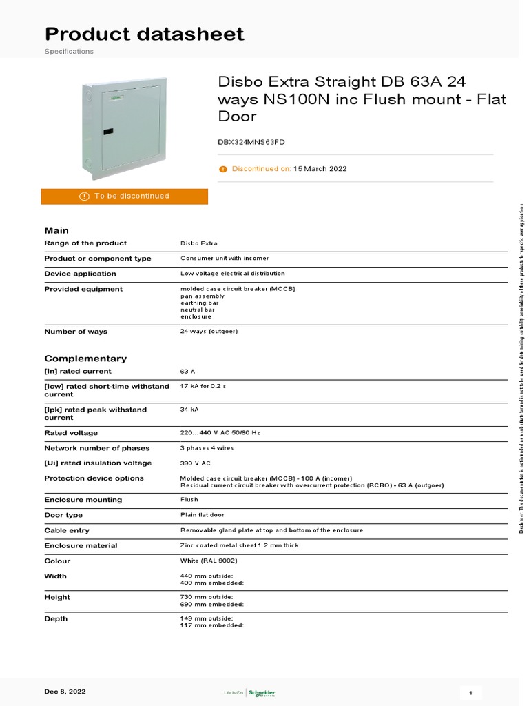 Acti9 Disbo - DBX324MNS63FD | PDF | Electricity | Physical Quantities