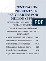 Concentración en Porcentaje "%" Y Partes Por Millón (PPM) : Participantes Del Equipo: N.L.