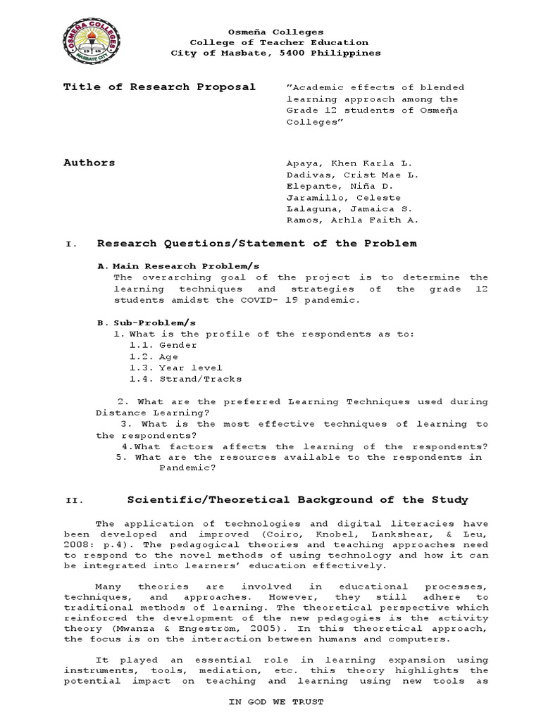 Blended Learning Impact on Grade 12 Students | PDF | Analysis | Theory