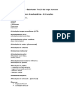 Disciplina - Estrutura e Função Do Corpo Humano Roteiro de Aula Prática - Articulações