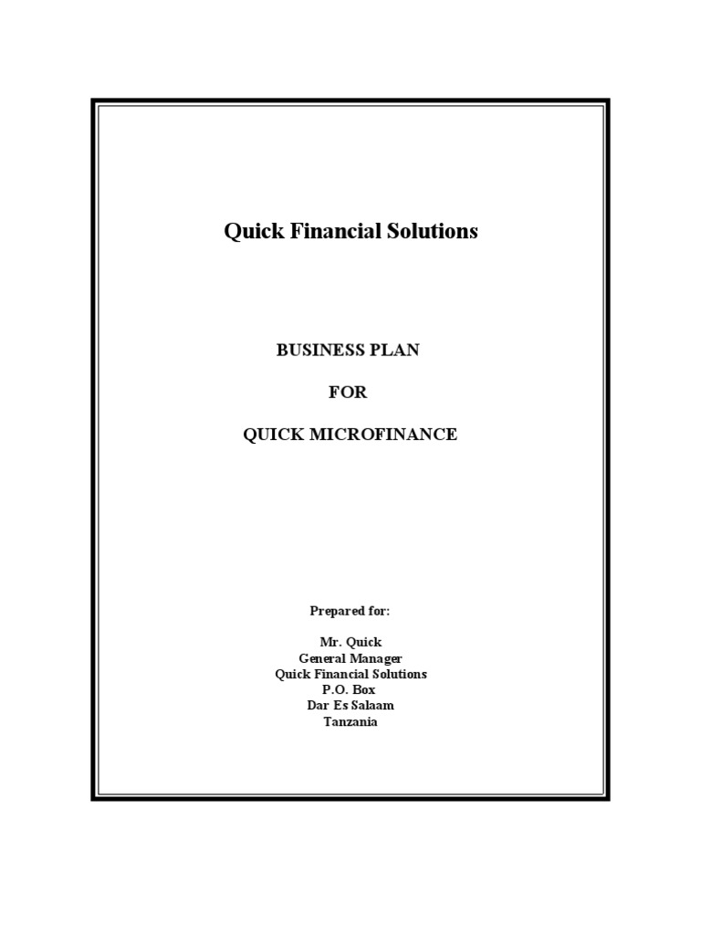 Quick Financial Solutions: Business Plan FOR Quick Microfinance | PDF | Microfinance | Loans