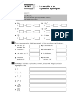 Renforcement: Les Variables Et Les Expressions Algébriques