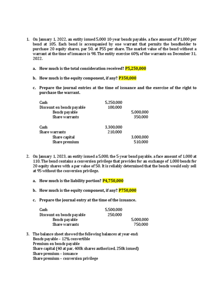 Bond Issuance and Conversion Accounting | PDF | Bonds (Finance ...