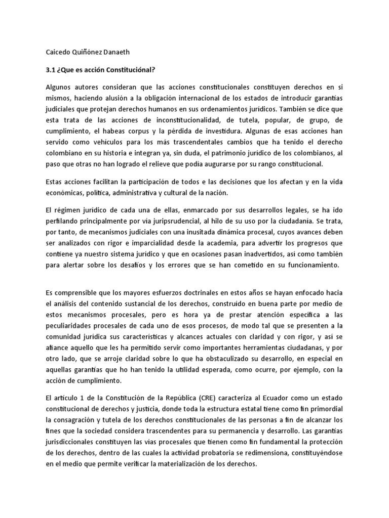 Acciones Constitucionales en Ecuador | PDF | Constitución | Derecho ...