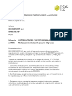 Carta de Intencion de Participacion en La Licitacion