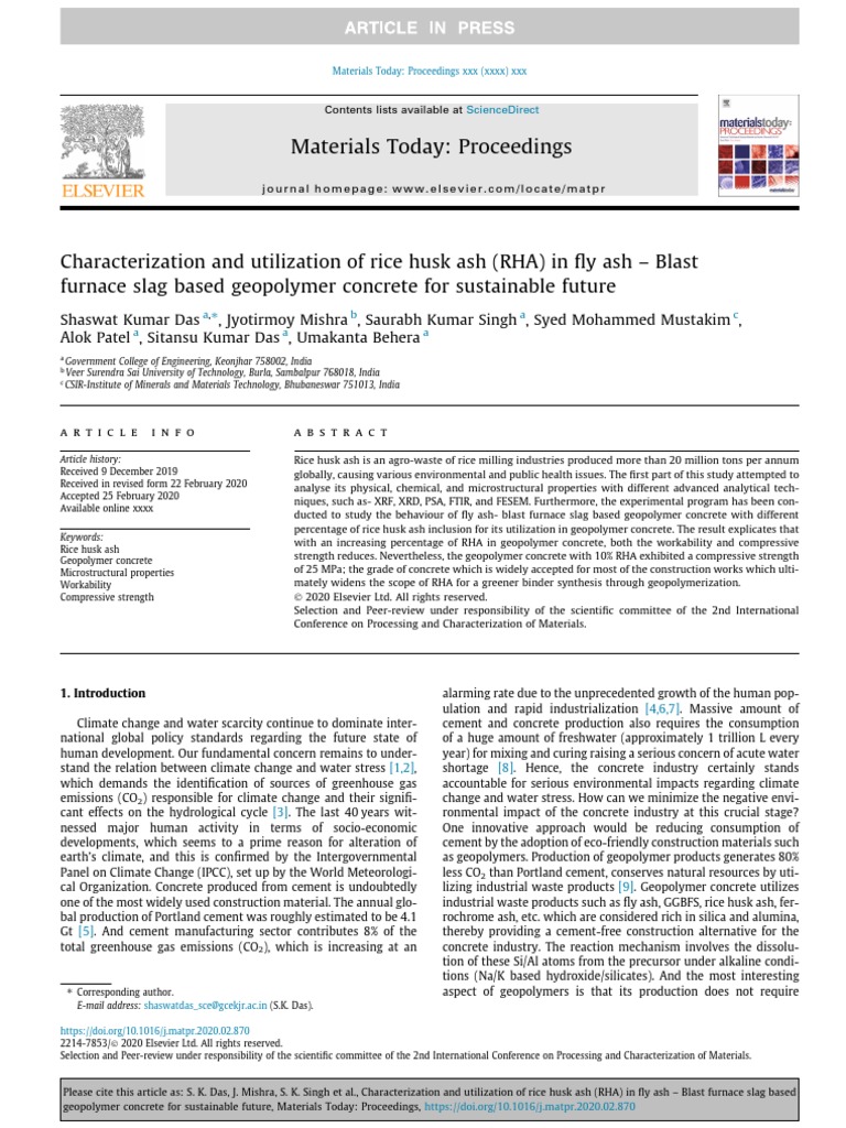 Characterization and Utilization of Rice Husk Ash (RHA) in Fly Ash ...