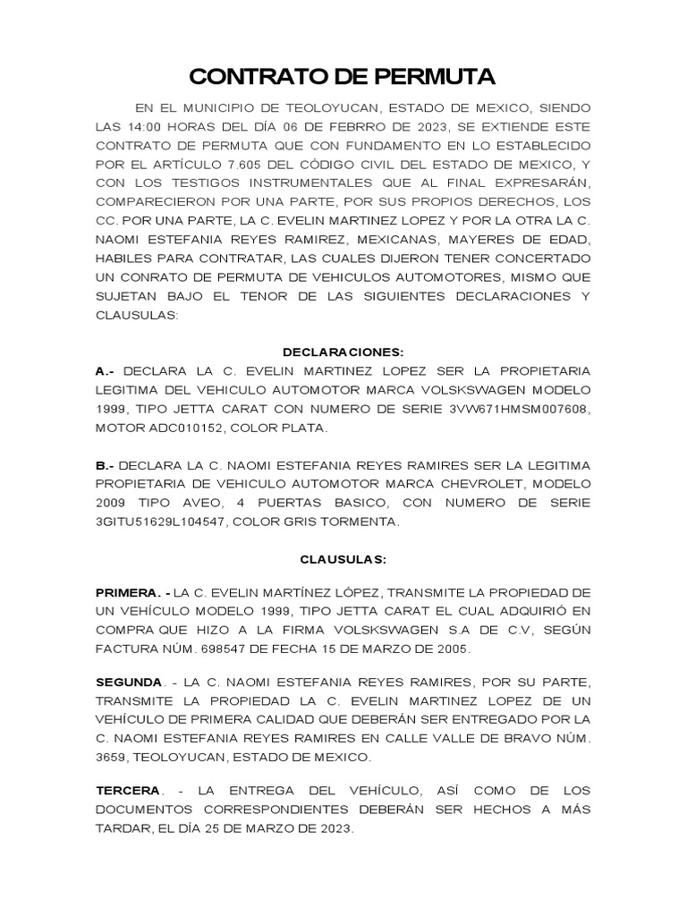 Contrato de Permuta | PDF | Justicia | Crimen y violencia