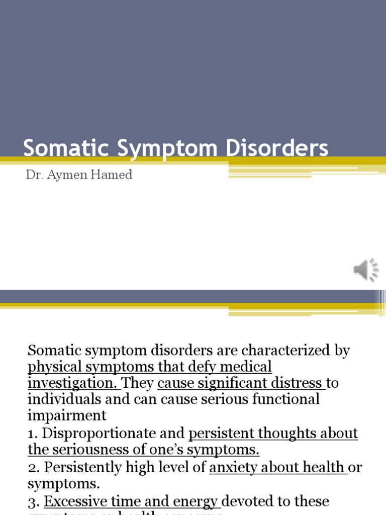 Somatic Symptom Disorders | PDF | Schizophrenia | Dissociation (Psychology)