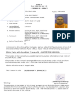 Learner'S Licence: Form 3 (See Rule 3 (A) and 13)
