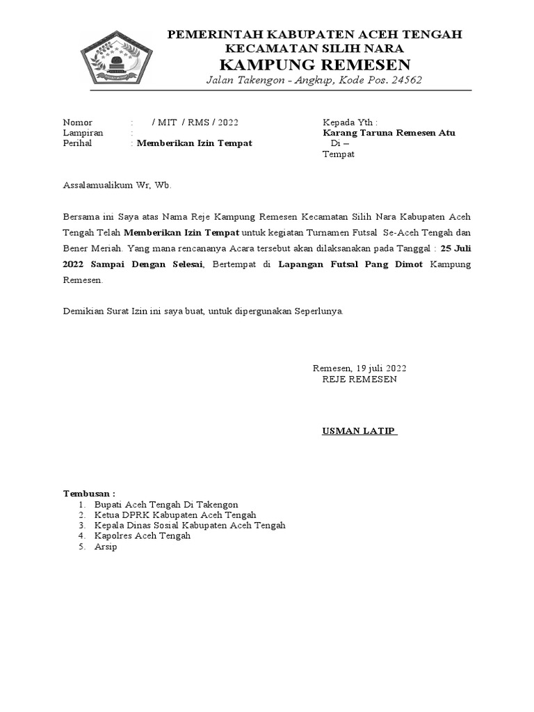 sURAT REKOM REJE | PDF