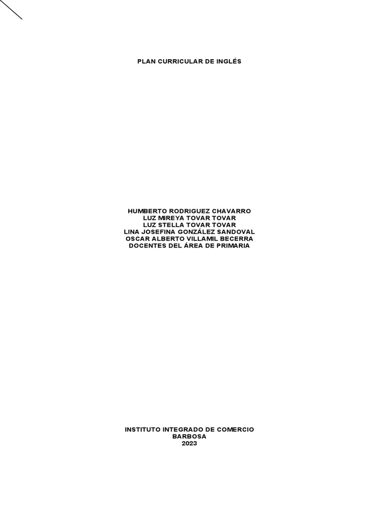 Plan Curricular de Inglés 2023 | PDF | Educación primaria | Segundo ...