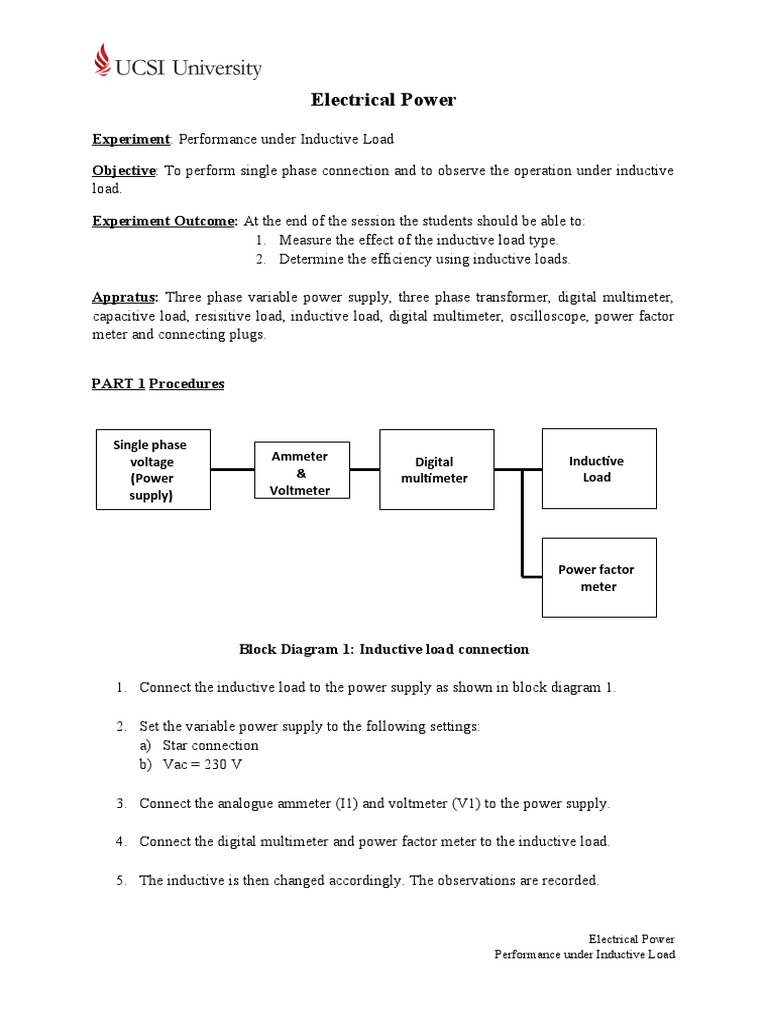 Inductive Load Performance Experiment | PDF | Power Supply | Physical ...