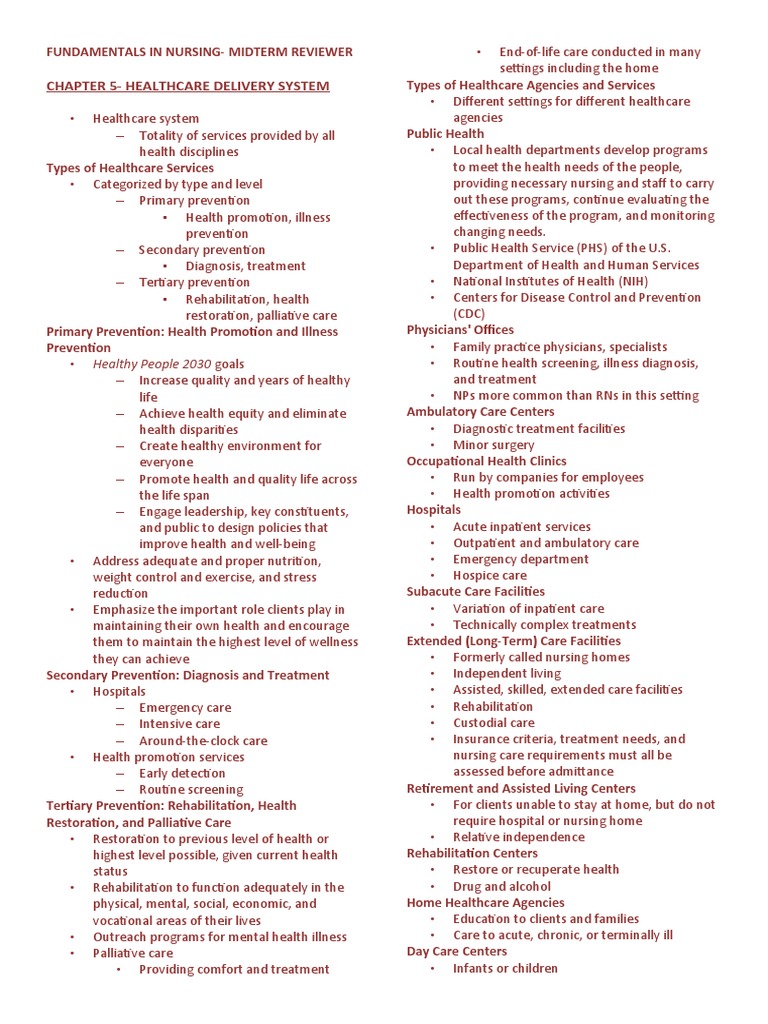 Fundamentals in NursingReviewer PDF Medical Diagnosis Health Care