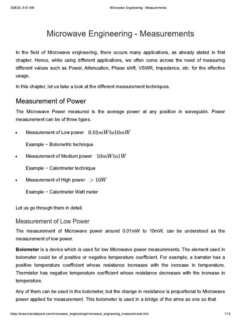 Microwave Engineering Measurements PDF
