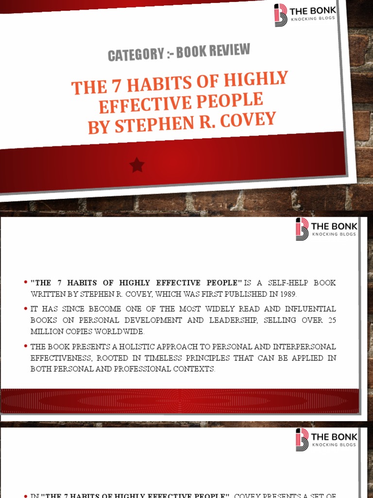 The 7 Habits of Highly Effective People" by Stephen R. Covey | PDF ...