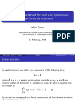 CS5016: Computational Methods and Applications: Linear Systems and Interpolation