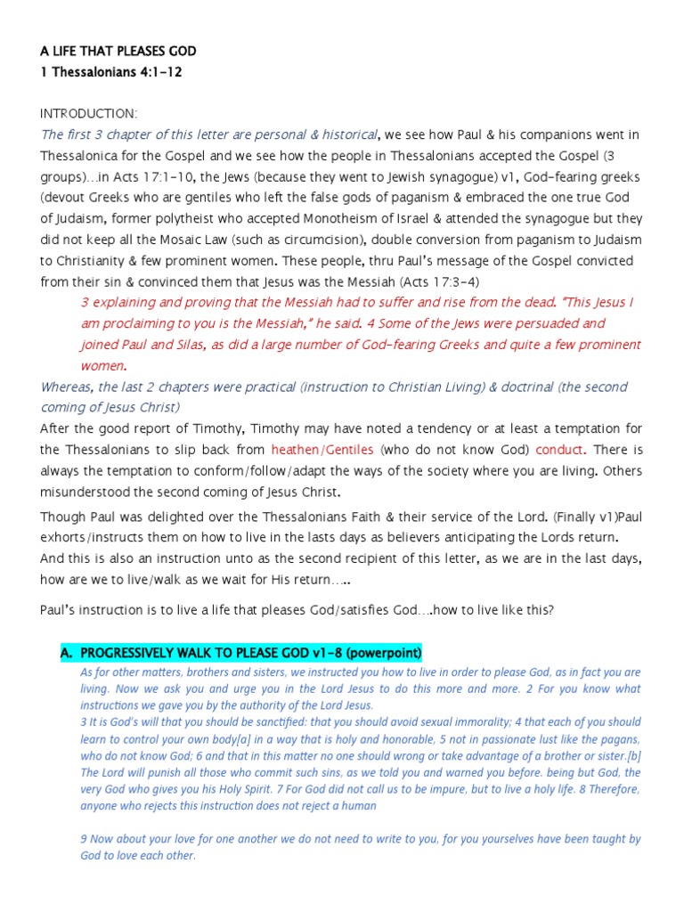 Living a Life That Pleases God | PDF | Paul The Apostle | Sanctification
