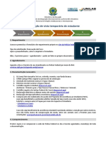 Renovacao de Visto Temporario de Estudante Unilab Prointer