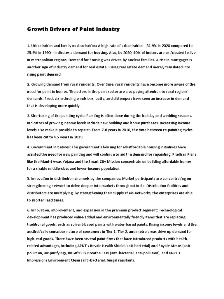 Positioning The Paint Industry PDF Paint Economic Growth