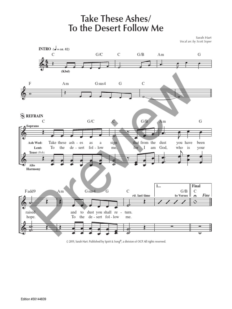 Preview take these ashes to the desert follow me pdf singing